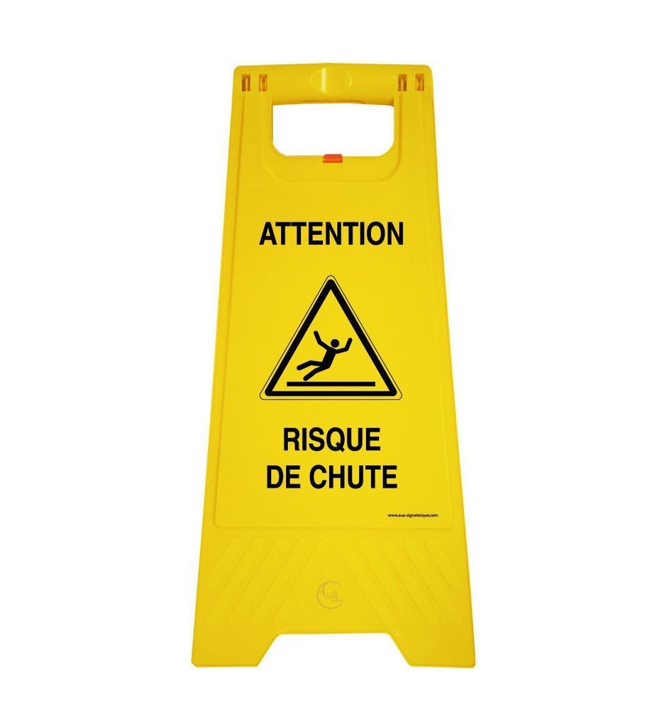 [201729] Chevalet signalisation risque de chute attention - Poids 1KG en plastique jaune
