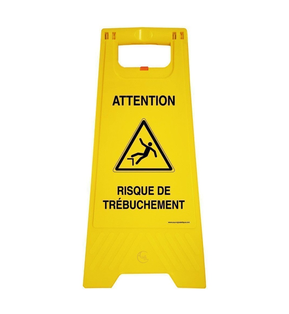 [201730] Chevalet signalisation risque de trébuchement attention - Poids 1KG en plastique jaune