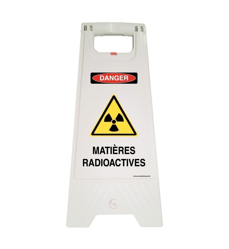 [201732-blanc] Chevalet signalisation matières radioactives danger - Poids 1KG en plastique blanc