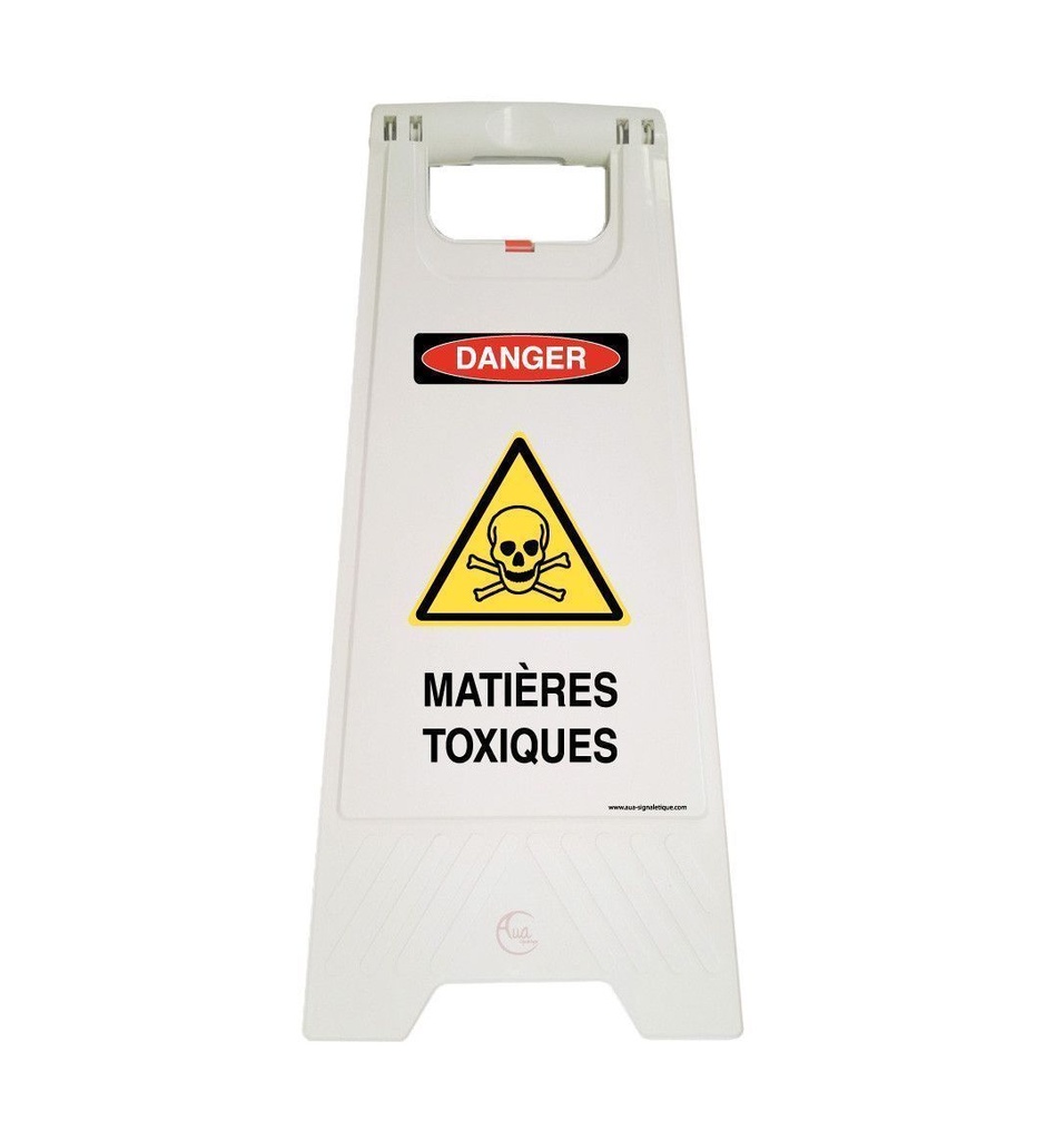 [201733-blanc] Chevalet signalisation matières toxiques danger - Poids 1KG en plastique blanc