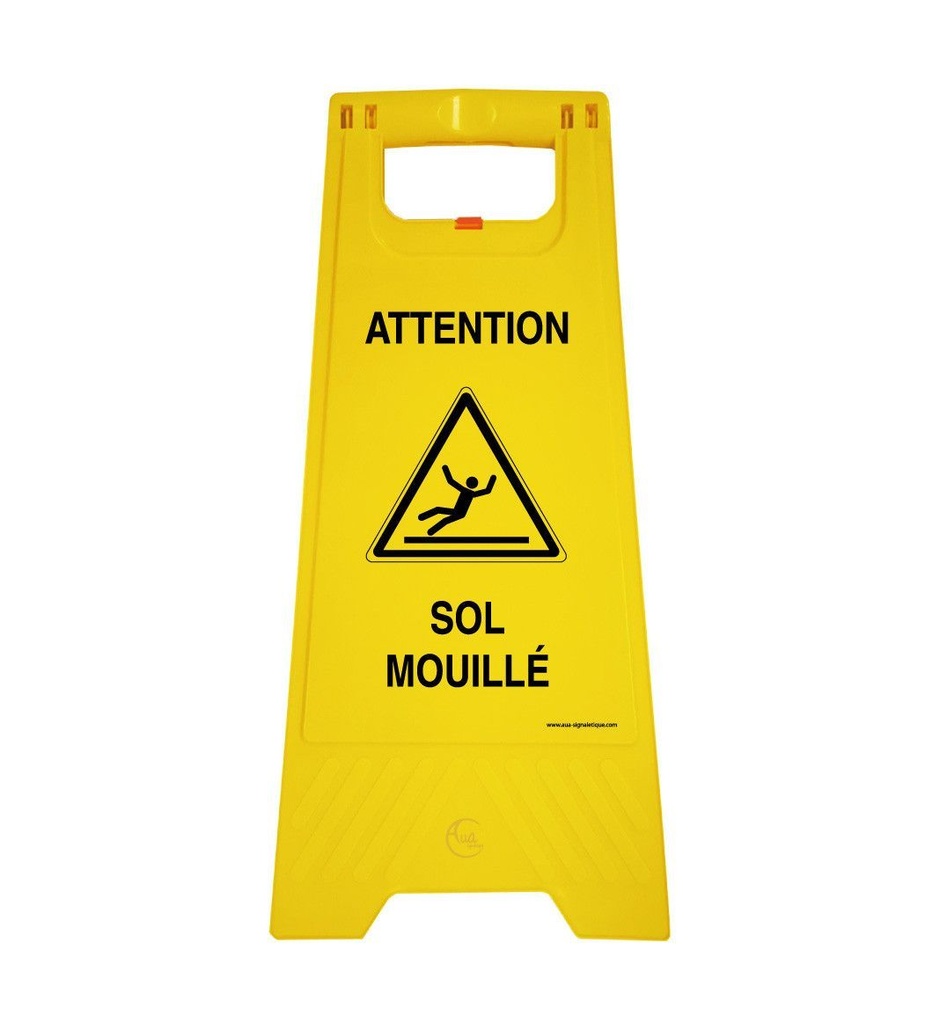 [201735] Chevalet signalisation sol mouillé attention - Poids 1KG en plastique jaune