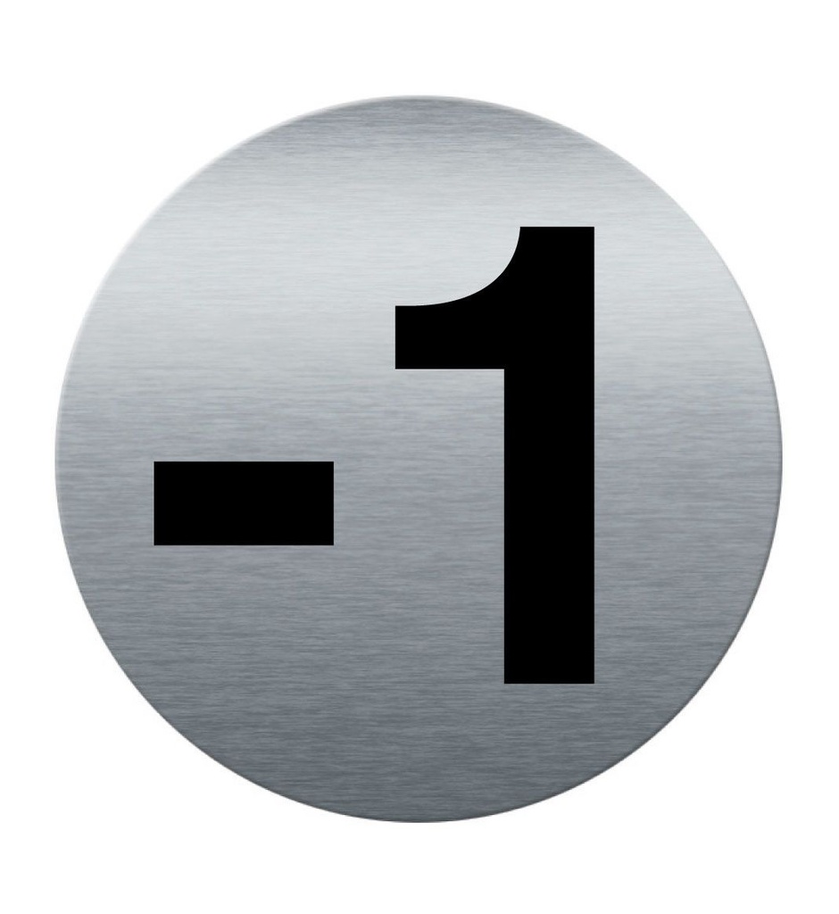[201852-F] Plaque de porte Aluminium brossé imprimé AluSign Ø 85 mm - épaisseur. 3 mm - Chiffre  -1 - Double Face adhésif au dos