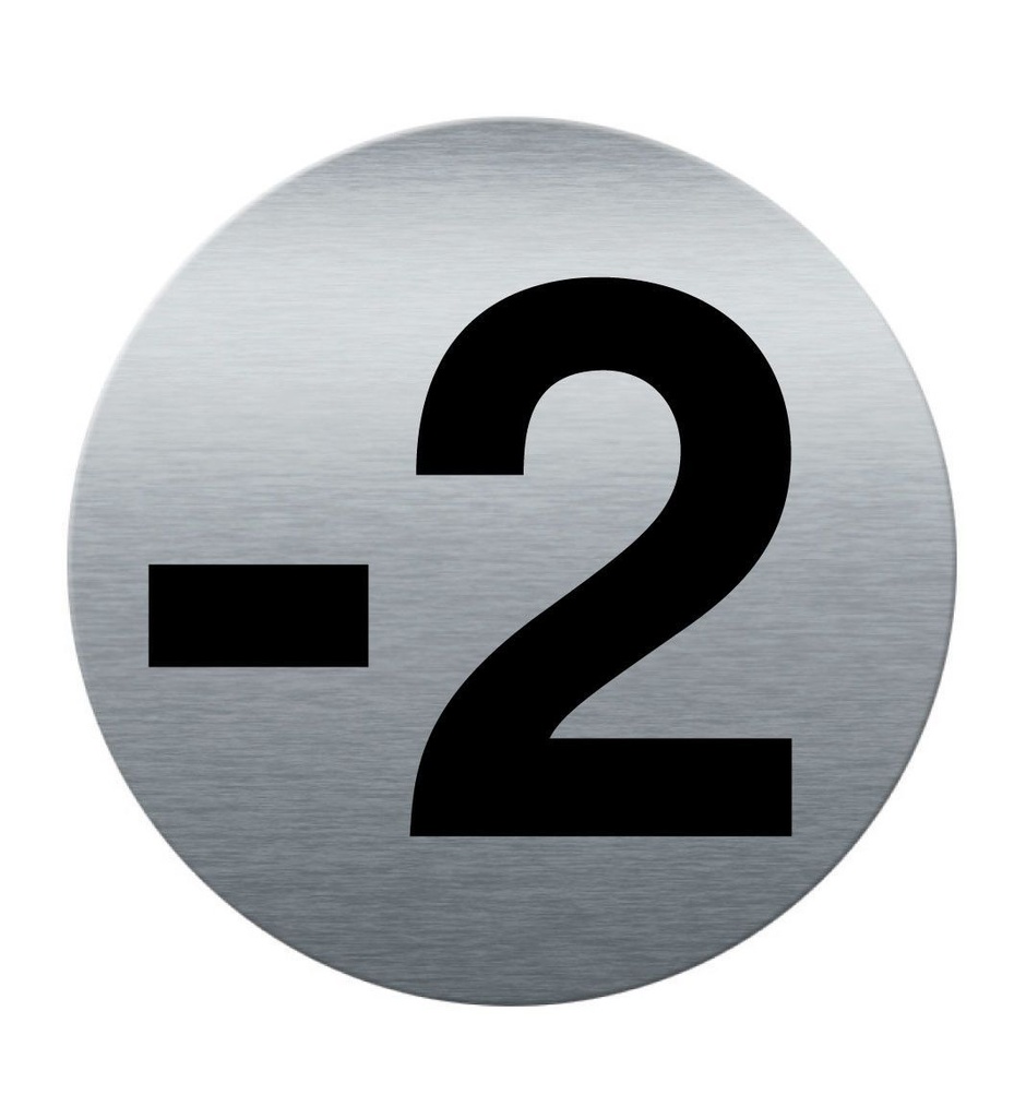 [201854-F] Plaque de porte Aluminium brossé imprimé AluSign Ø 85 mm - épaisseur. 3 mm - Chiffre  -2 - Double Face adhésif au dos