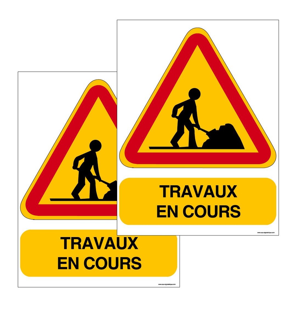 [AK14-AKILUX-002-lot2] Lot de 2 Panneaux De Chantier AKILUX 5mm - AK14 - Travaux En Cours - 600x800 mm