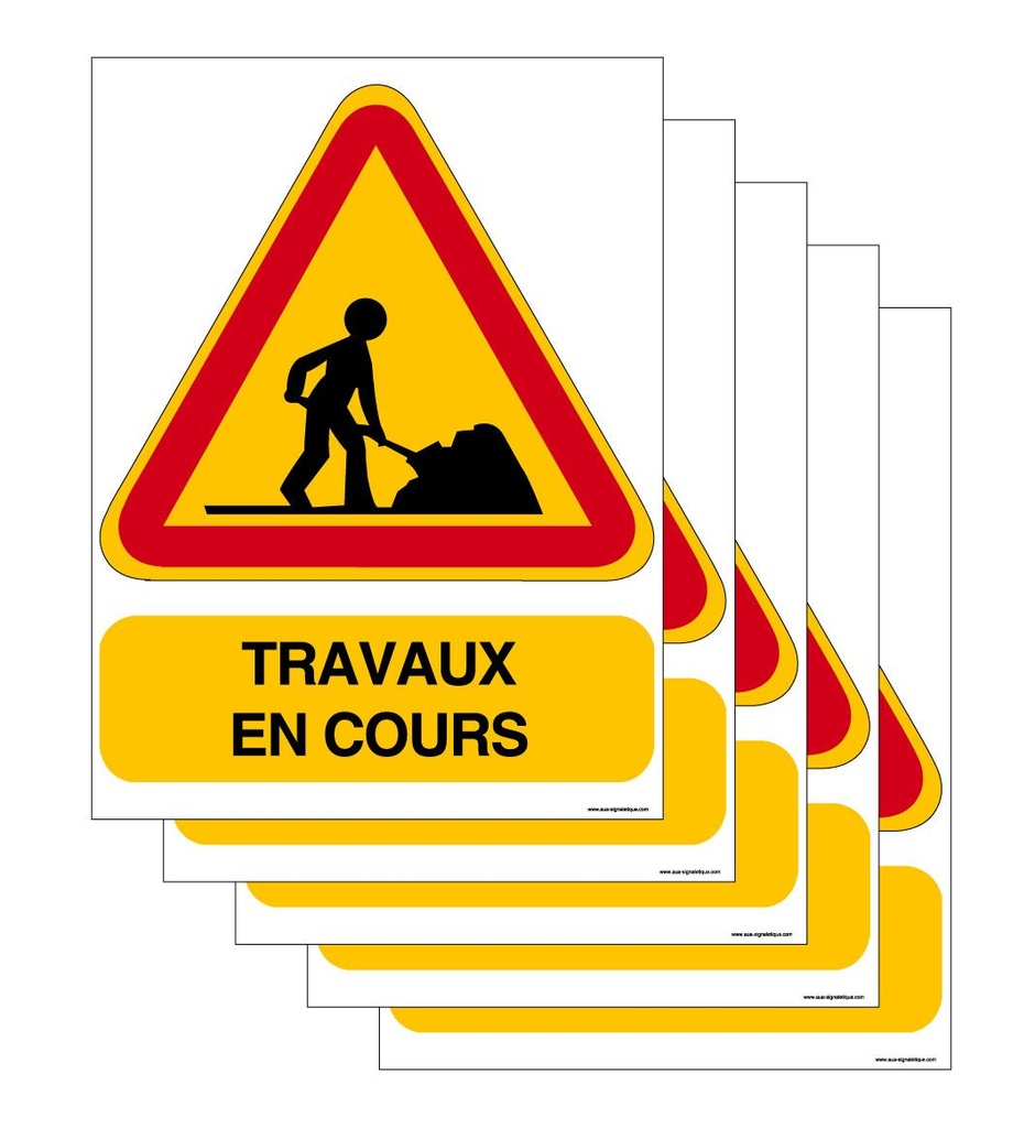 [AK14-AKILUX-002-lot5] Lot de 5 Panneaux De Chantier AKILUX 5mm - AK14 - Travaux En Cours - 600x800 mm