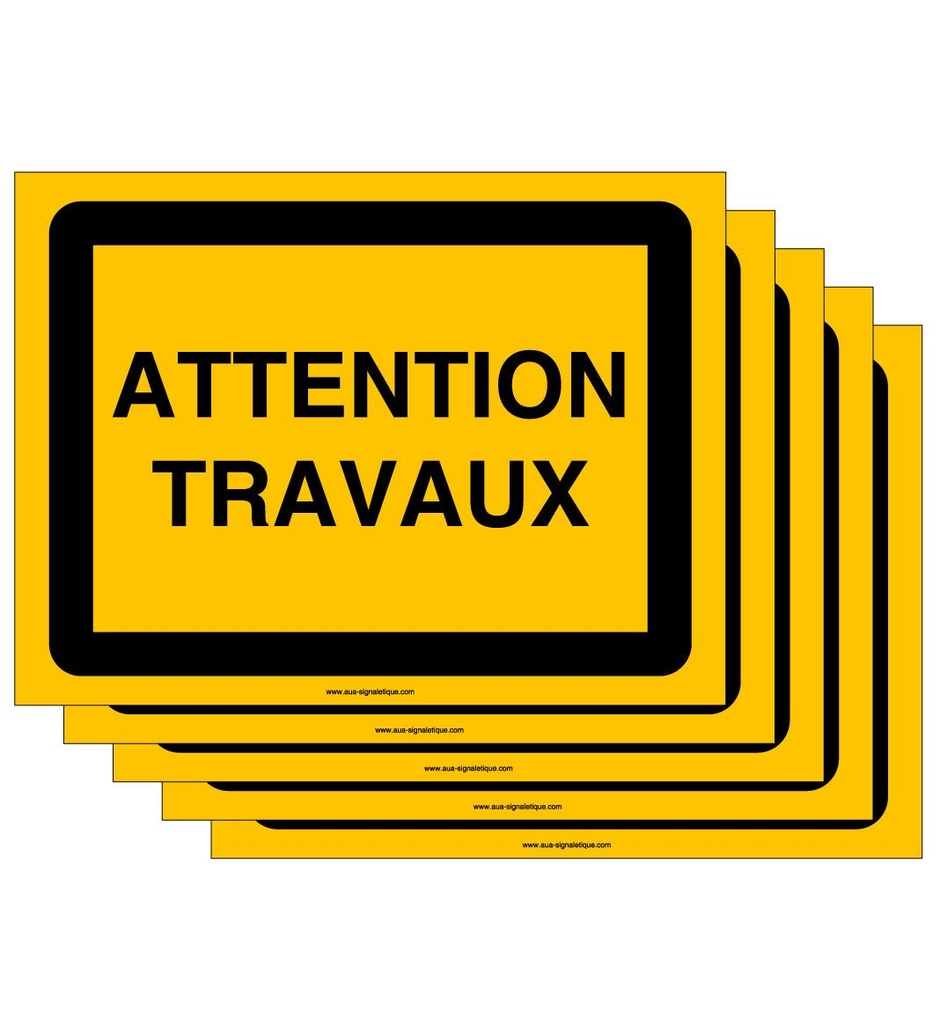 Lot de 5 Panneaux De Chantier AKILUX 5mm - KC1 - TRAVAUX EN COURS - 800x600 mm