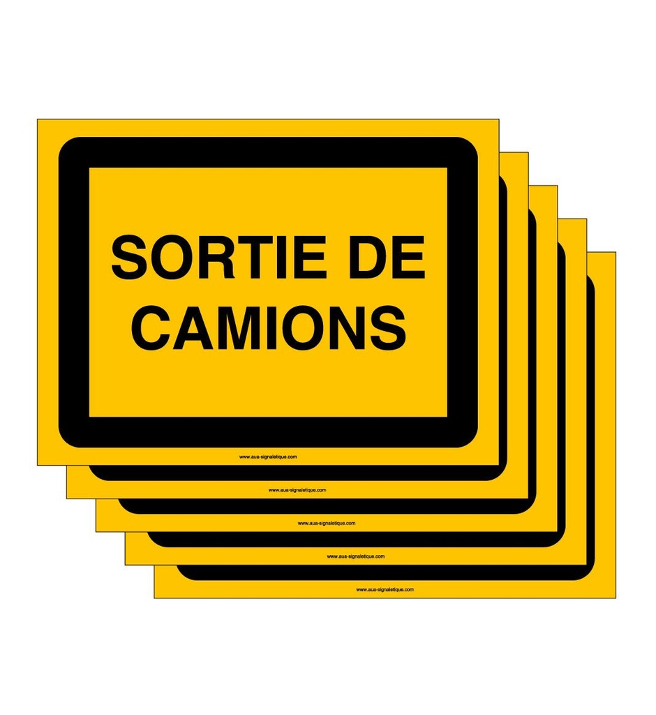Lot de 5 Panneaux De Chantier AKILUX 5mm - KC1 - SORTIE DE CAMIONS - 800x600 mm