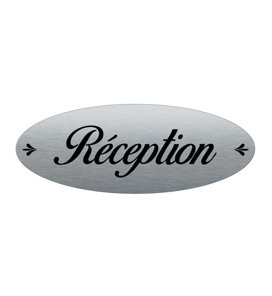 [2025084-F] Plaque de porte Aluminium brossé AluSign Ovale 160x60 mm - Réception - Double Face adhésif au dos