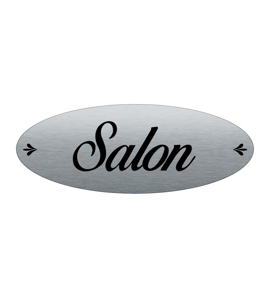 [2025090-F] Plaque de porte Aluminium brossé AluSign Ovale 160x60 mm - Salon - Double Face adhésif au dos