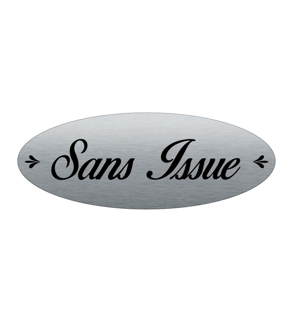 [2025091-F] Plaque de porte Aluminium brossé AluSign Ovale 160x60 mm - Sans Issue - Double Face adhésif au dos