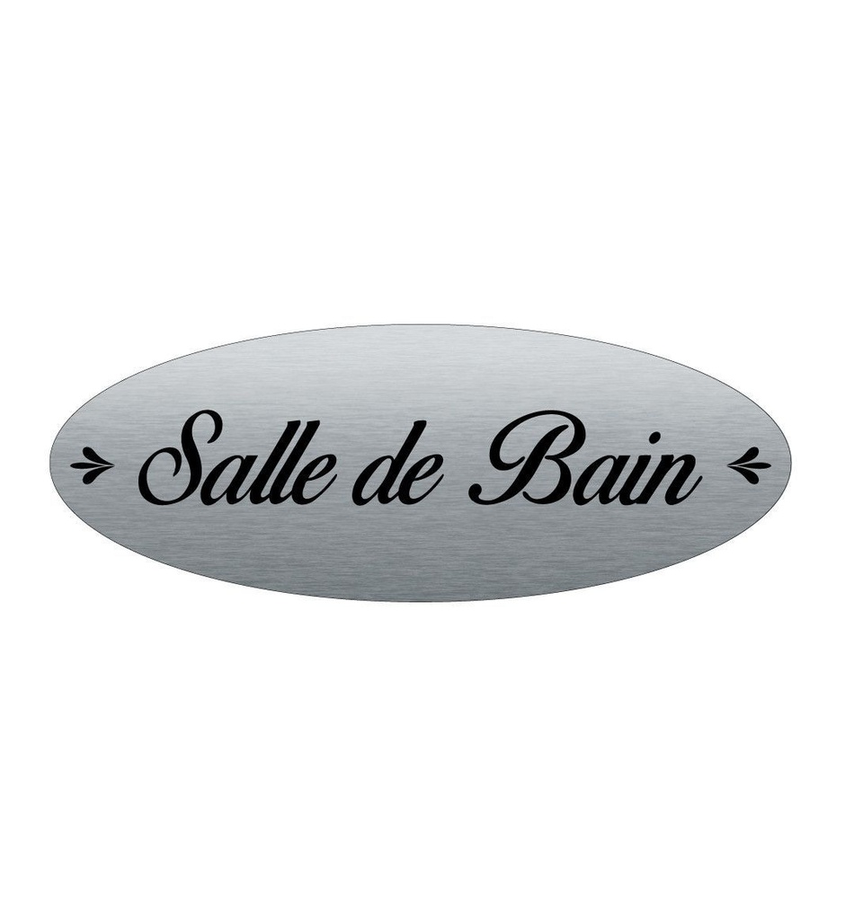 [2025093-F] Plaque de porte Aluminium brossé AluSign Ovale 160x60 mm - Salle De Bain - Double Face adhésif au dos