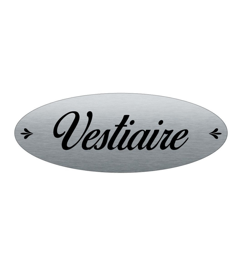 [2025100-F] Plaque de porte Aluminium brossé AluSign Ovale 160x60 mm - Vestiaire - Double Face adhésif au dos