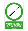 Panneau Autorisation de Vapoter - Verti