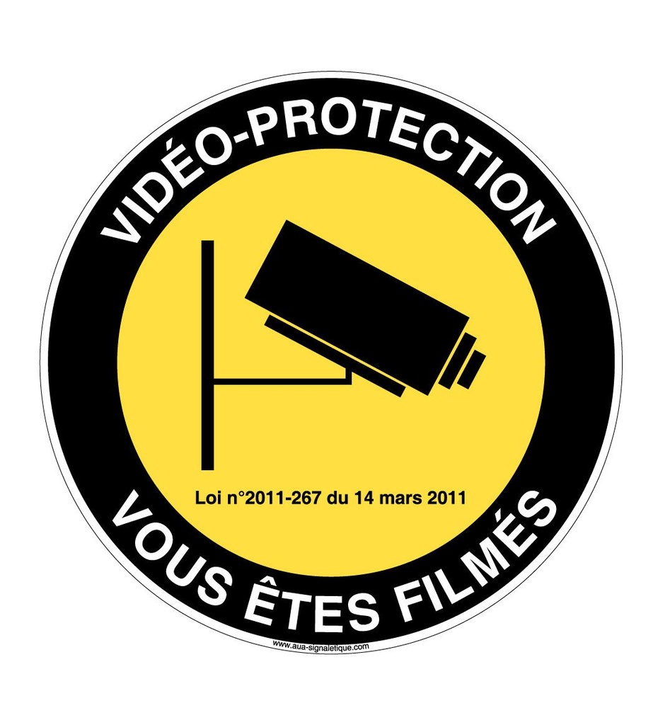 [3900-R-v-130] Panneau Vidéo Protection Vous êtes Filmés (Ø 130 mm, Vinyle Autocollant)