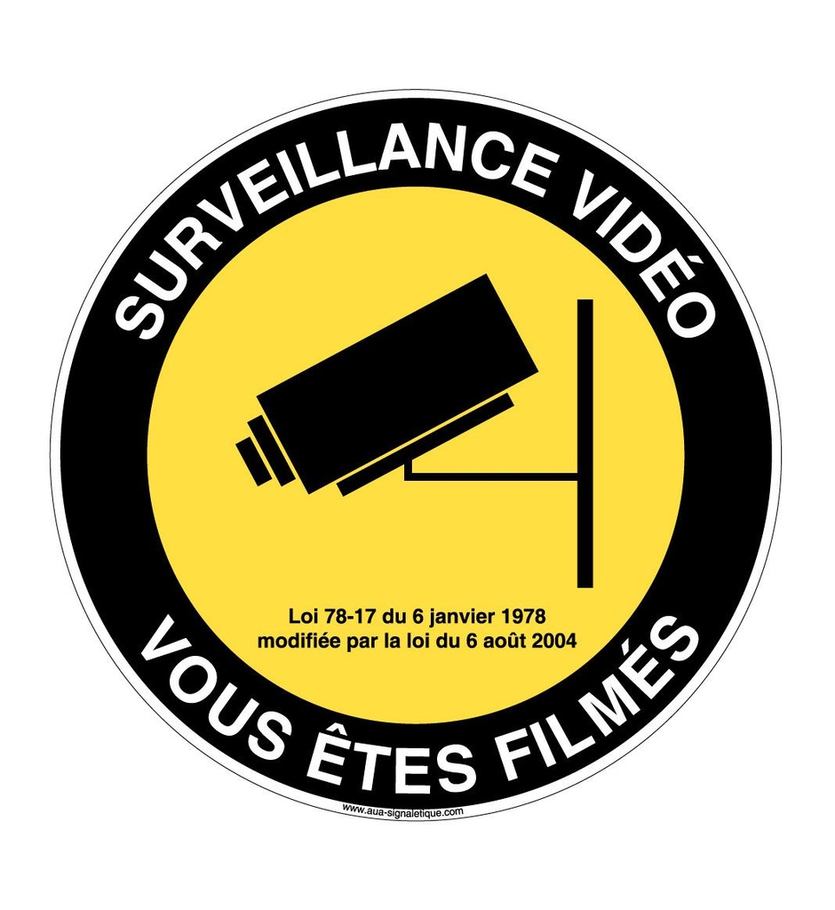 [3902-R-v-130] Panneau Surveillance Vidéo Vous êtes Filmés 02 (Ø 130 mm, Vinyle Autocollant)