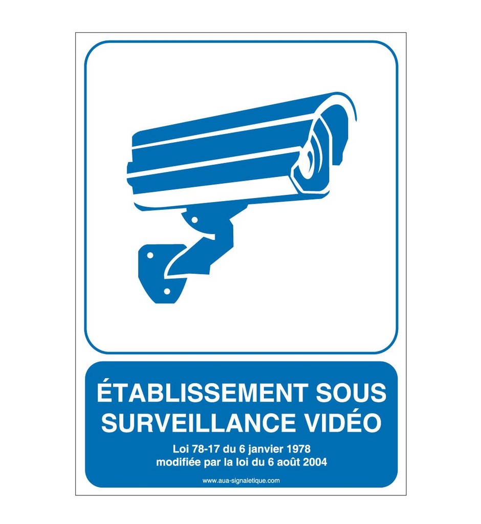 [3944-AI-v-75] Panneau Etablissement sous Surveillance Vidéo02 - v (75 x 105 mm, Vinyle Autocollant)