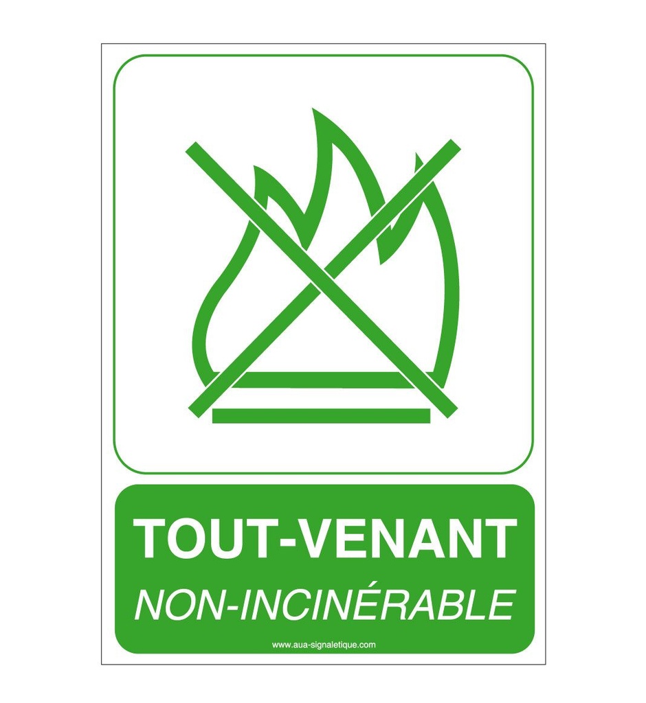 [4040-AI-v-75] Panneau Tout-Venant Non-Incinérable (75 x 105 mm, Vinyle Autocollant)