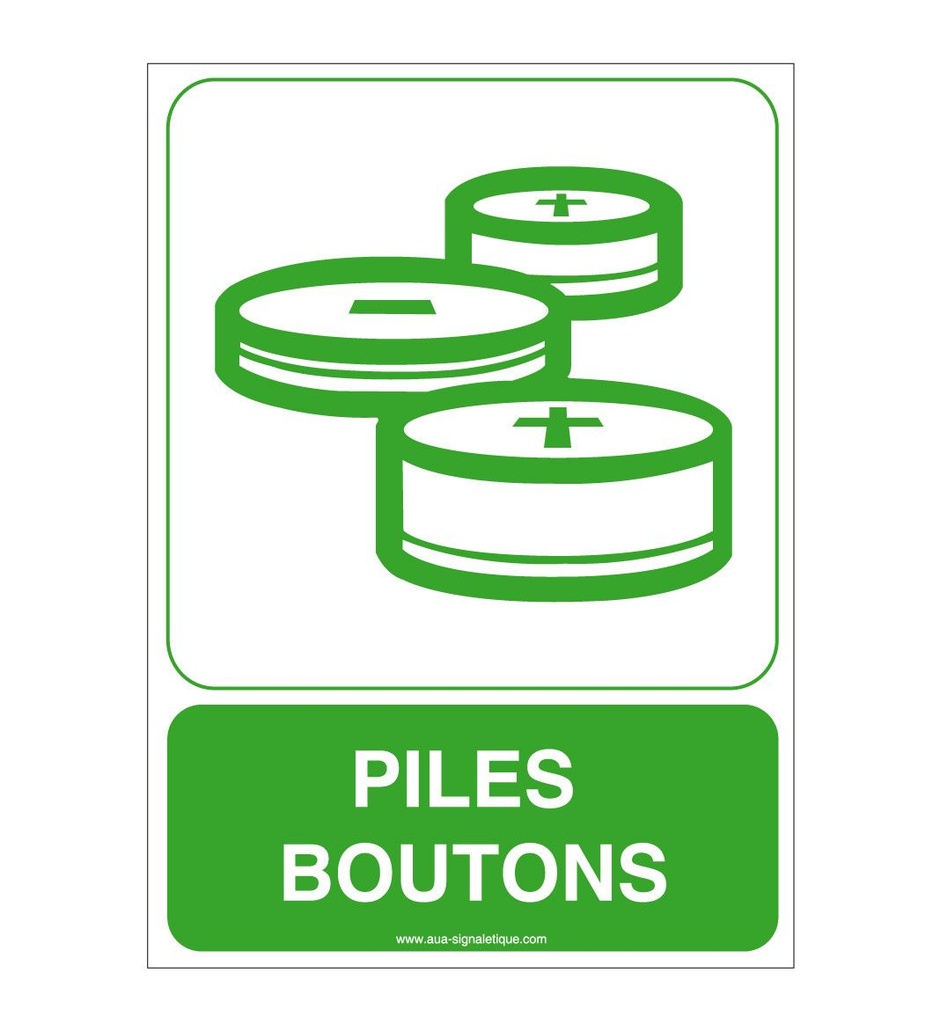 [4045-AI-v-75] Panneau Piles Boutons (75 x 105 mm, Vinyle Autocollant)