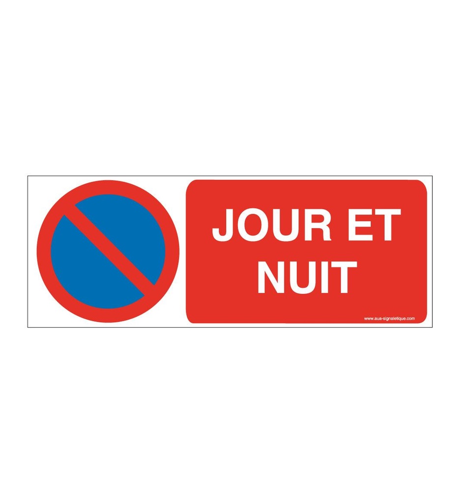 [4657-B-v-160x60] Panneau Stationnement Interdit Jour et Nuit (160 x 60 mm, Vinyle Autocollant)