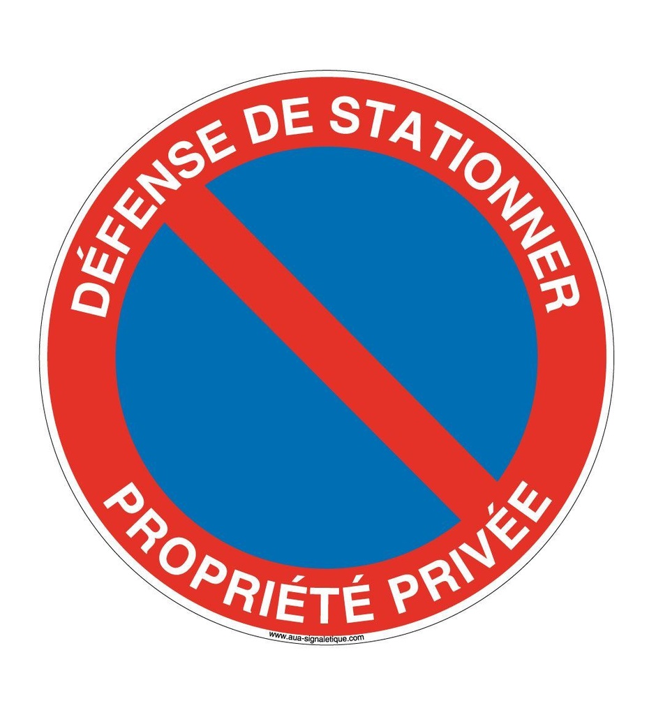 [4664-R-v-130] Panneau Défense de Stationner Propriété Privée (Ø 130 mm, Vinyle Autocollant)
