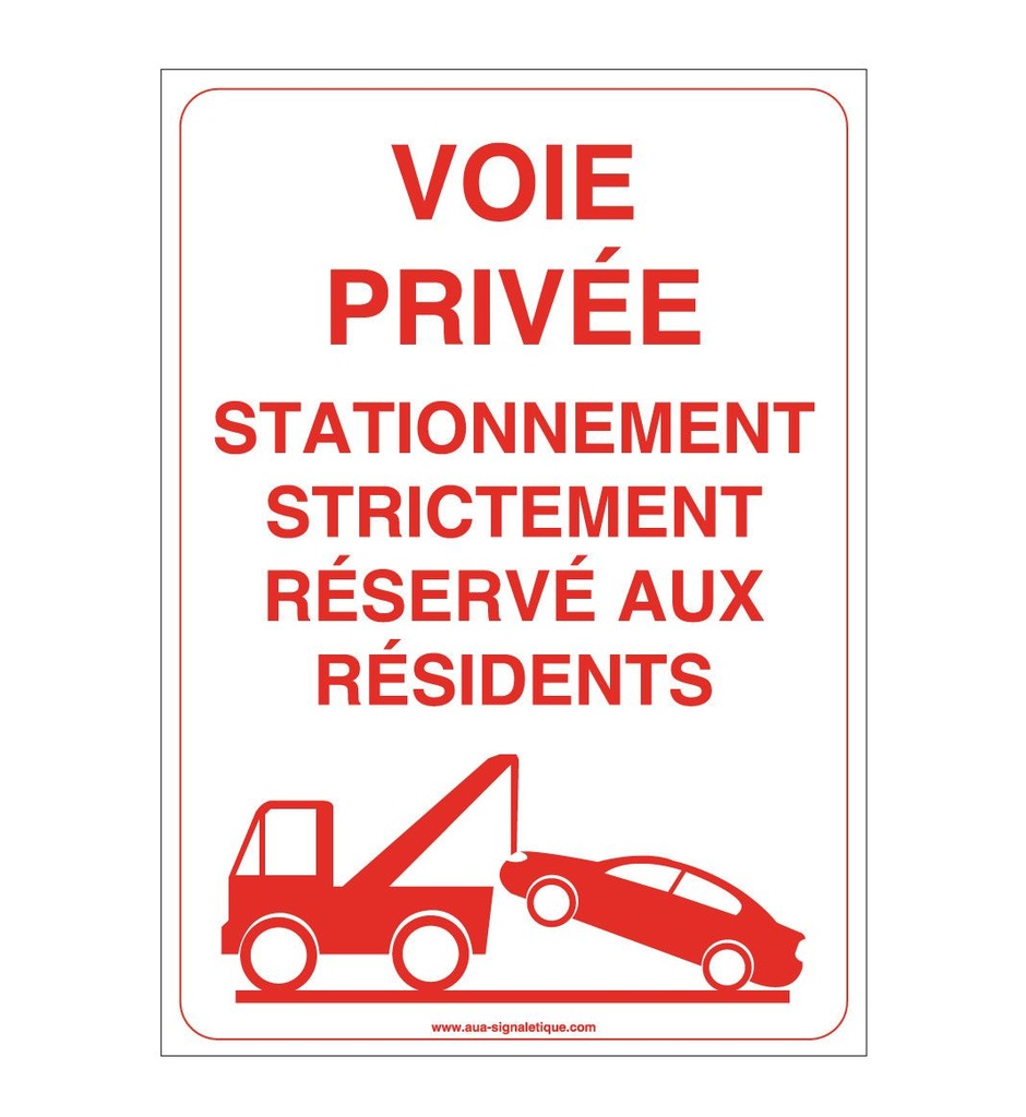 [4666-AI-v-75x105] Panneau Voie Privée Stationnement Strictement Réservé Aux Résidents (75 x 105 mm, Vinyle Autocollant)