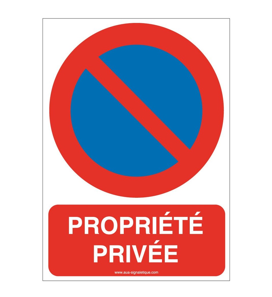 [4677-AI-v-75x105] Panneau Stationnement interdit propriété privée-AI (75 x 105 mm, Vinyle Autocollant)