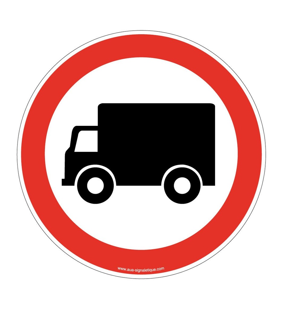 [4710-R-v-130] Panneau Interdit aux camions (Ø 130 mm, Vinyle Autocollant)