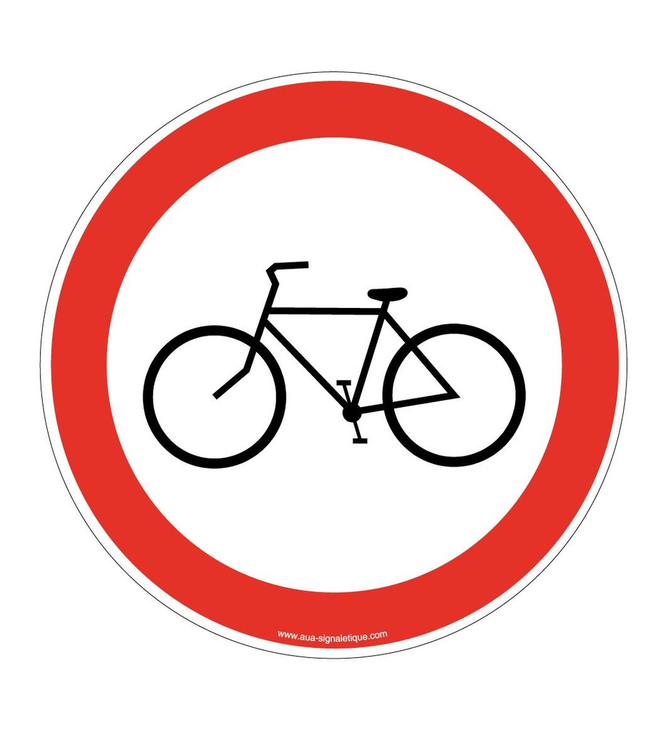 [4712-R-v-130] Panneau Interdit aux vélos (Ø 130 mm, Vinyle Autocollant)