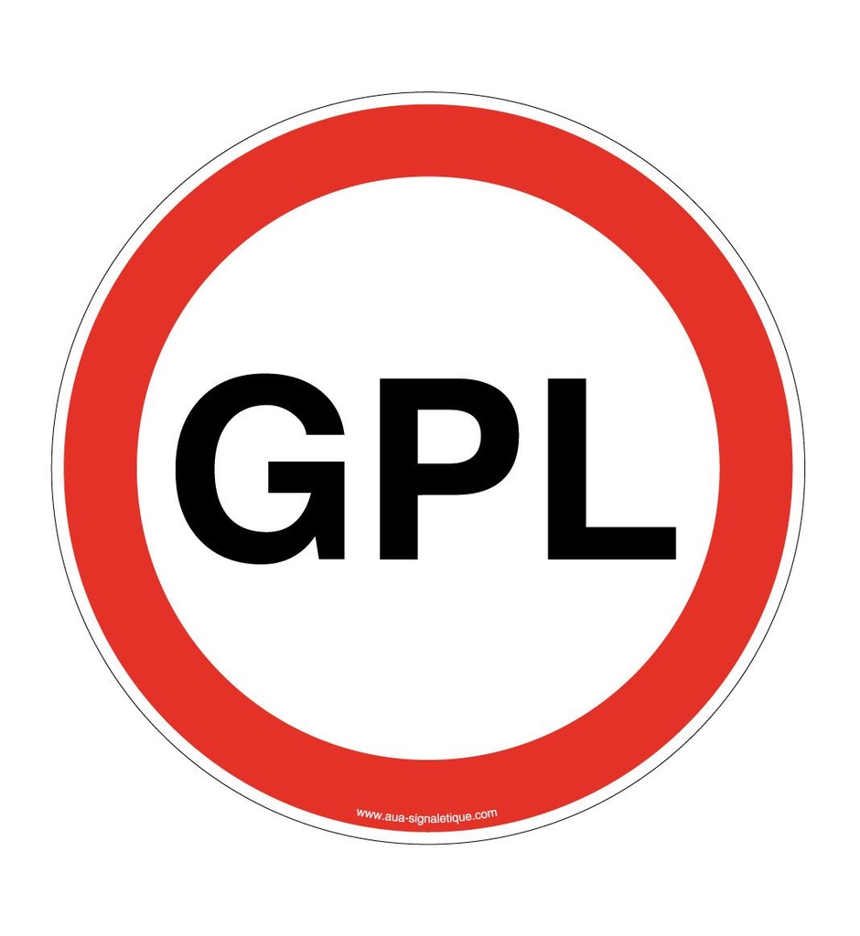 [4729-R-v-130] Panneau interdit GPL (Ø 130 mm, Vinyle Autocollant)