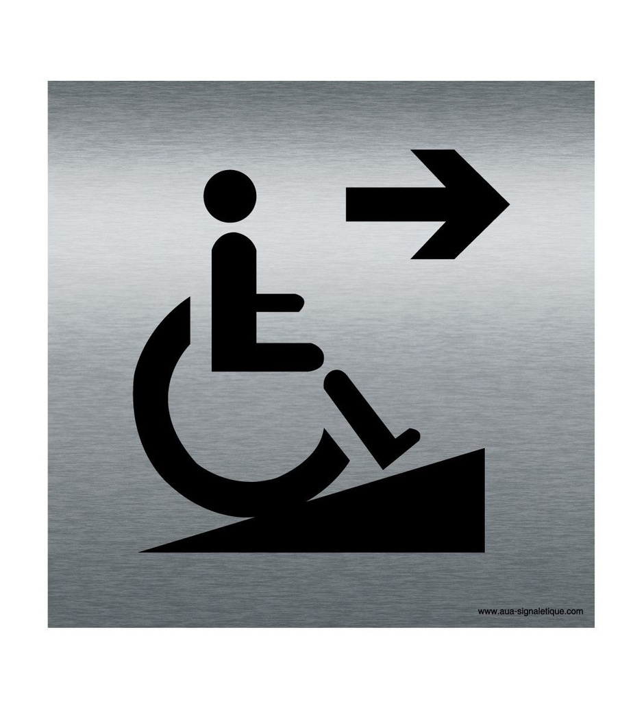 [7406-F_100] Plaque Alu Brossé Rampe d'Accès Handicapé (100 x 100 mm)