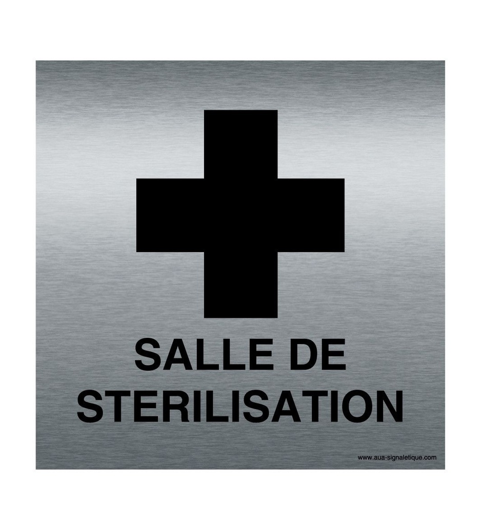 [7412-F_100] Plaque Alu Brossé Salle de Stérilisation (100 x 100 mm)