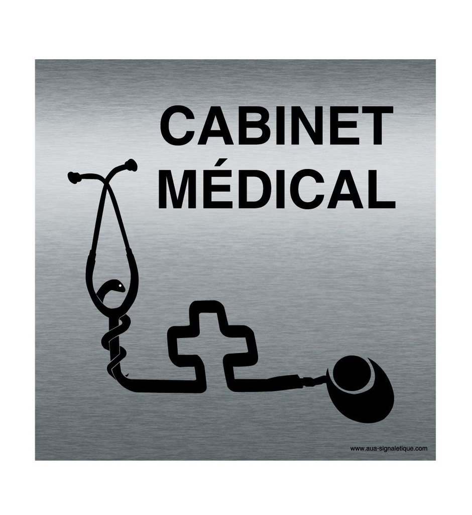 [7414-F_100] Plaque Alu Brossé Cabinet Médical (100 x 100 mm)