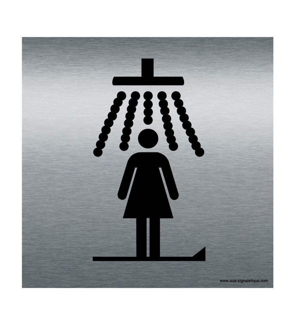 [7416-F_100] Plaque Alu Brossé Douche Femme (100 x 100 mm)
