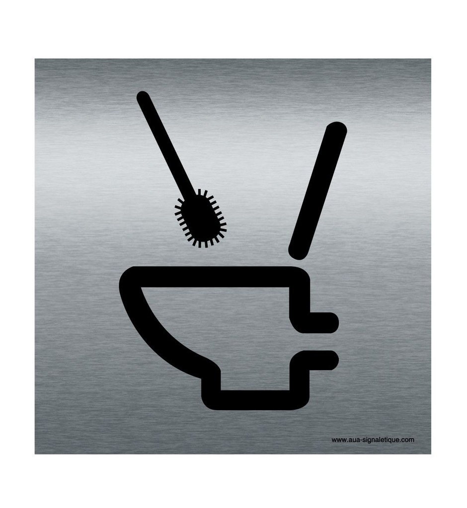 [7417-F_100] Plaque Alu Brossé Cuvette et Brosse (100 x 100 mm)