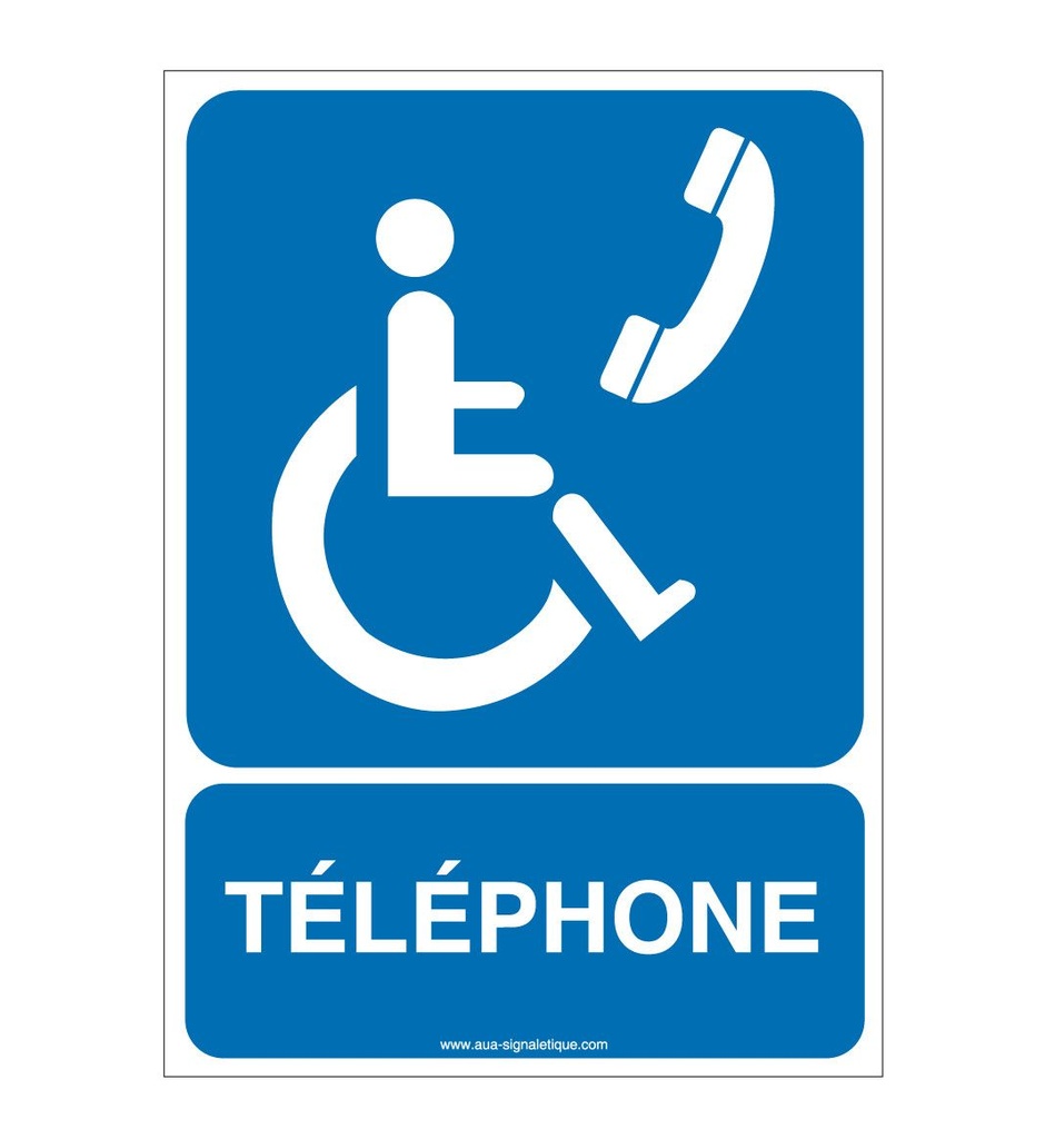 [8022-AI-v-75] Panneau Téléphone Handicapé - AI (75 x 105 mm, Vinyle Autocollant)