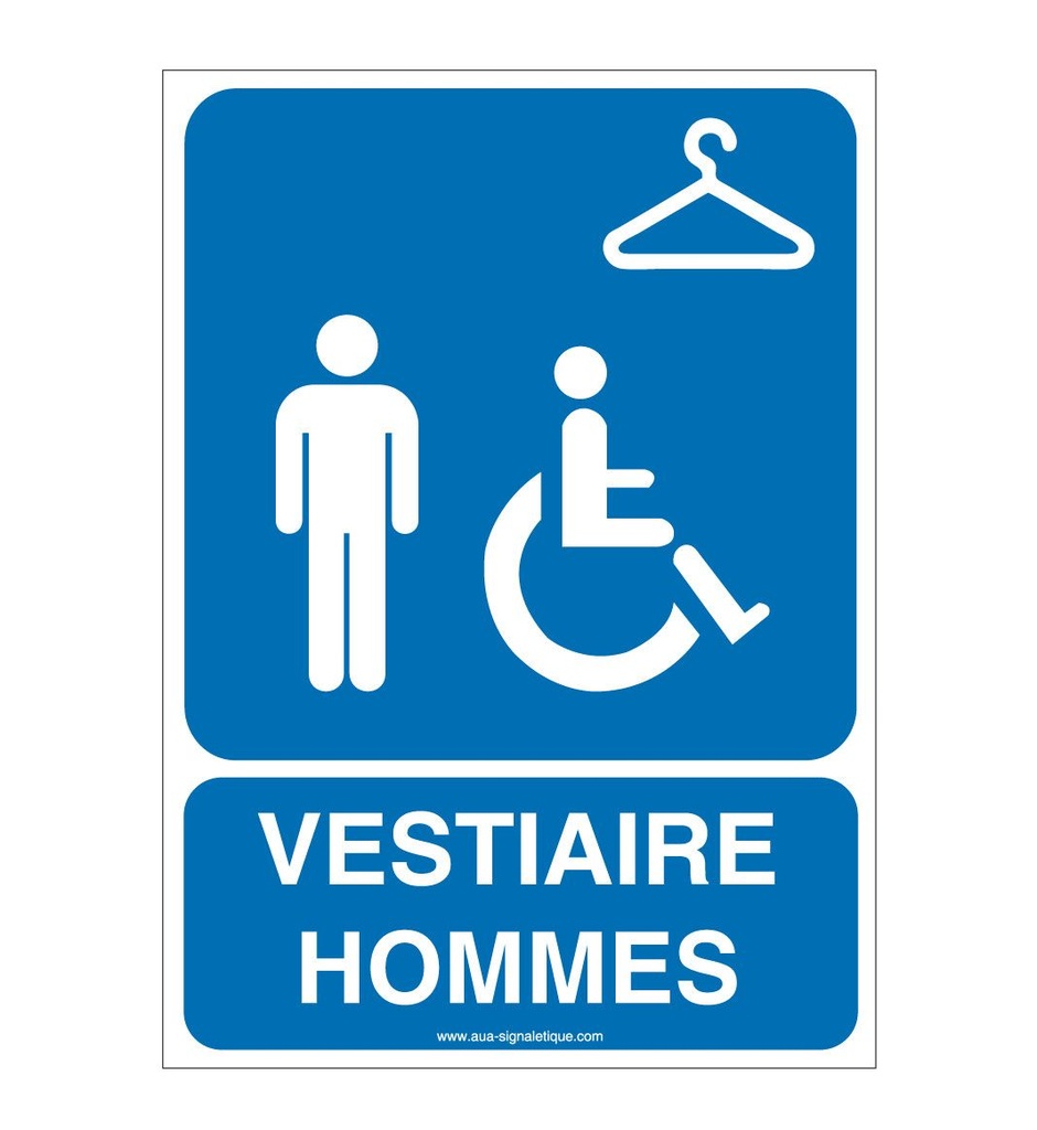 [8024-AI-v-75] Panneau Vestiaire Hommes Handicapé - AI (75 x 105 mm, Vinyle Autocollant)