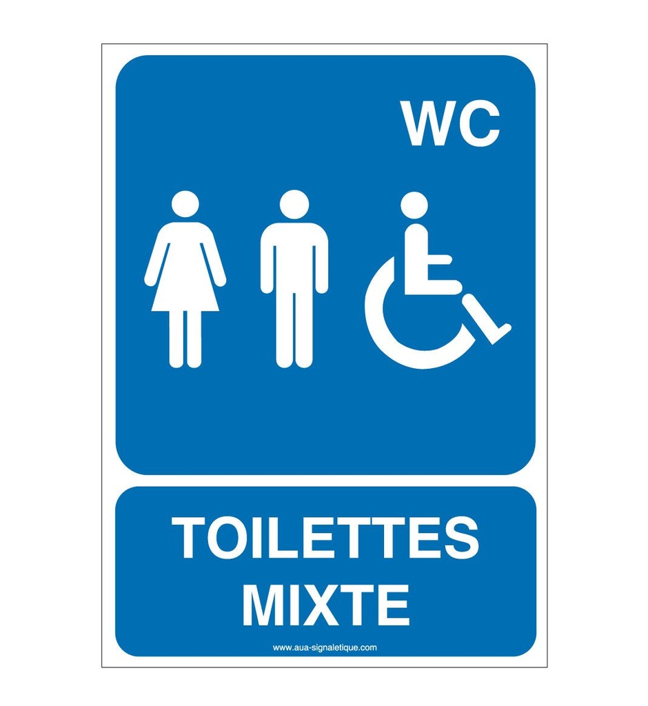 [8025-AI-v-75] Panneau Toilettes Mixte - AI (75 x 105 mm, Vinyle Autocollant)