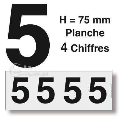 [8605-F-01] Planche 4 Chiffres prédécoupés -Hauteur 75mm (0)
