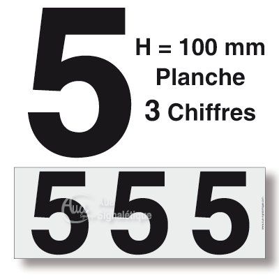[8606-F-01] Planche 3 Chiffres prédécoupés -Hauteur 100mm (0)