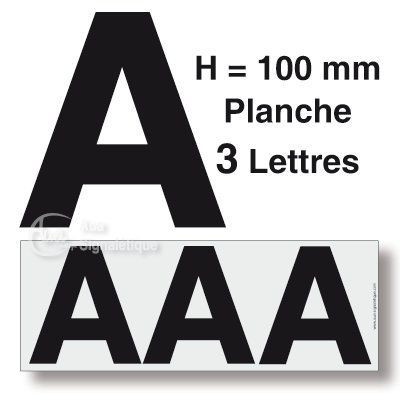 [8607-F-01] Planche 3 Lettres prédécoupés -Hauteur 100mm (A)