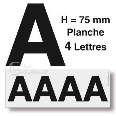 [8608-F-01] Planche 4 Lettres prédécoupés -Hauteur 75mm (A)