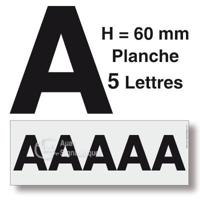 [8609-F-01] Planche 5 Lettres prédécoupés -Hauteur 60mm (A)