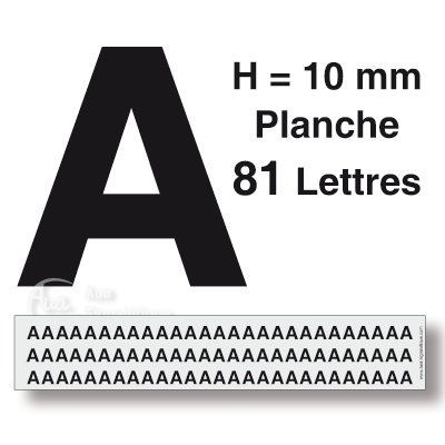 [8613-F-01] Planche 81 Lettres prédécoupés -Hauteur 10mm (A)