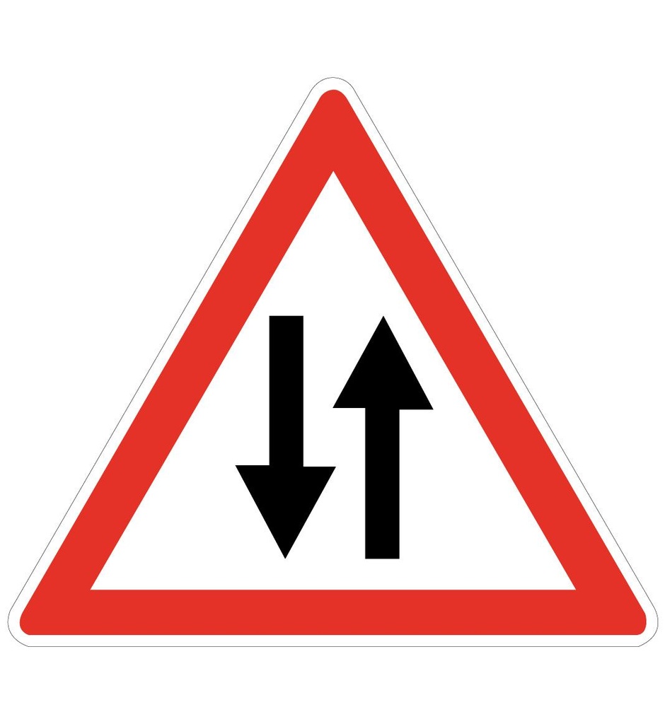 [A18_0] Panneau Circulation dans les deux sens - A18 (Base 500 mm, Classe 1)