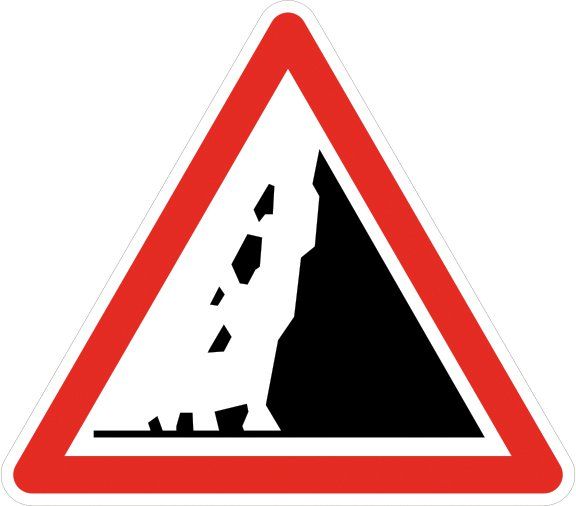 [A19_0] Panneau Risque de chutes de pierres - A19 (Base 500 mm, Classe 1)