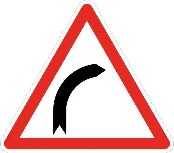 [A1a_0] Panneau Virage à Droite - A1a (Base 500 mm, Classe 1)