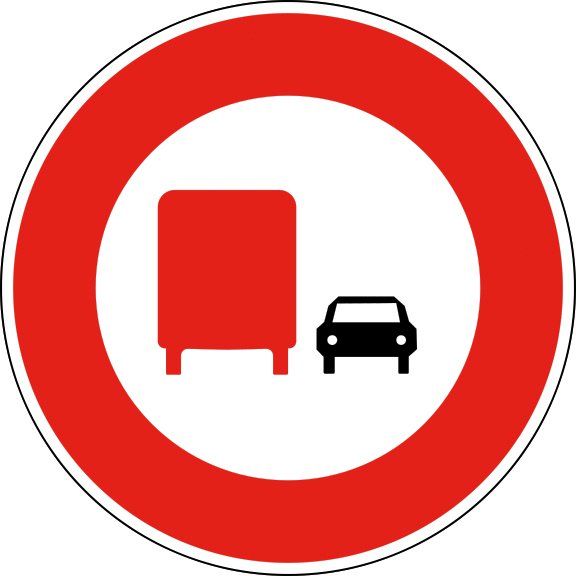[B3a_0] Panneau Interdiction de dépasser... - B3a (Ø 450 mm, Classe 1)