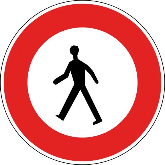 [B9a_0] Panneau Accès interdit aux piétons - B9a (Ø 450 mm, Classe 1)