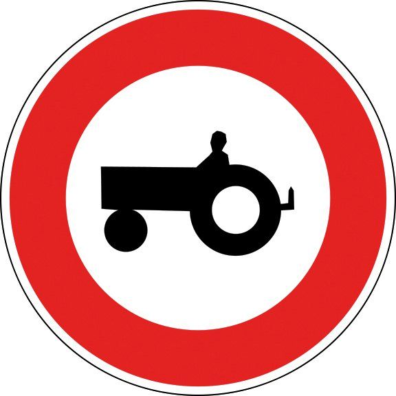 [B9d_0] Panneau Accès interdit aux véhicules agricoles - B9d (Ø 450 mm, Classe 1)