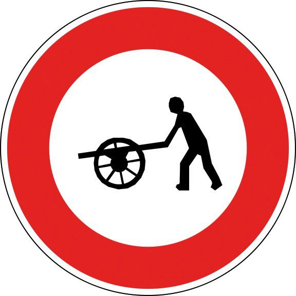 [B9e_0] Panneau Accès interdit aux charrettes à bras - B9e (Ø 450 mm, Classe 1)